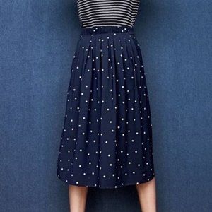 J. Crew Women's Pleated Polka Dot Midi Skirt - 0